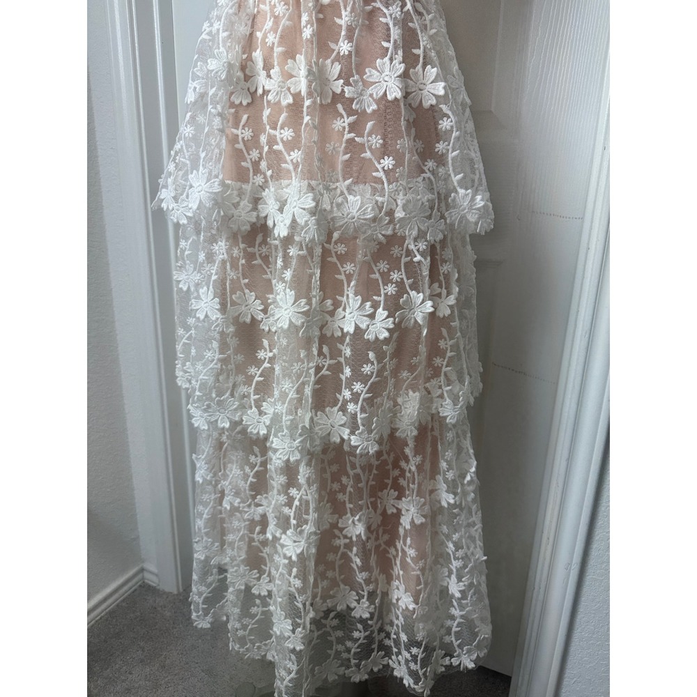 Endless Rose Floral Lace Tier Dress Blush Pink XS Sweetheart Neck fairy wedding - Picture 7 of 16